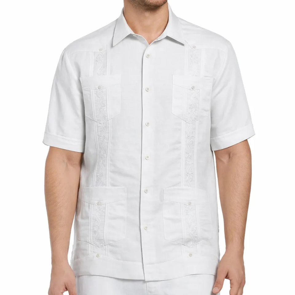 Cubavera Men's White Embroidered Short Sleeve Shirt | Cubavera In Lebanon