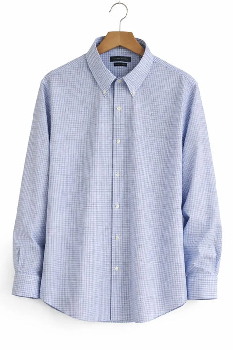Tommy Hilfiger Men's Blue & White Checkered Dress Shirt Regular Fit Stretch Shirt | Tommy Hilfiger In Lebanon