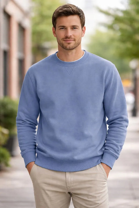 ComfortWash By Hanes Men's Saltwater Blue Crewneck Sweatshirt | Hanes In Lebanon