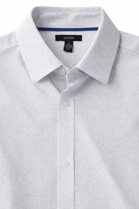 Alfani Men's White Long Sleeve Geo Bright Shirt | Alfani In Lebanon