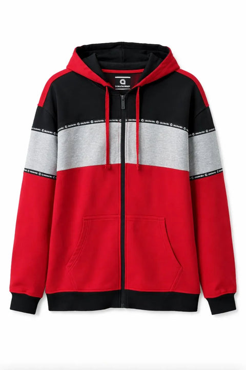 Akademiks Men's Red Zip-Up Hooded Jacket | Akademiks In Lebanon