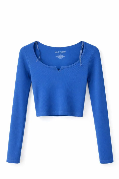 Planet Heart Women's Blue Textured Cotton Sleeve Lavender  |Planet Heart  in Lebanon