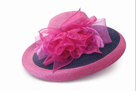 Bellissima Millinery Collection Women's Fuchsia & Navy Church Bridal Hat | Bellissima In Lebanon