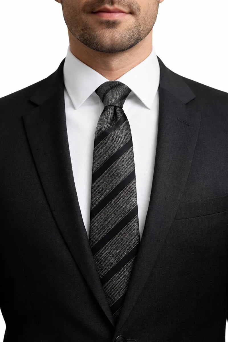 Alfani Men's Black & Gray Desbrosses Stripe Tie | Alfani In Lebanon