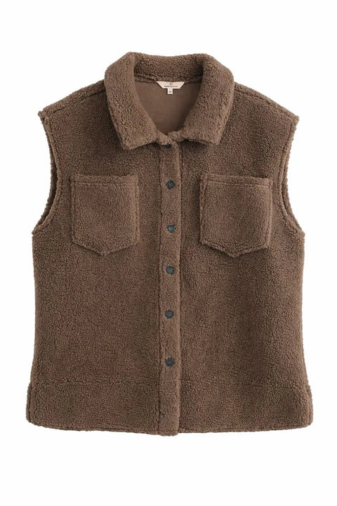 Basic Apparel Women's Olive Green Warm Plush & Fluffy Fleece Sherpa Vest | Basic Apparel In Lebanon