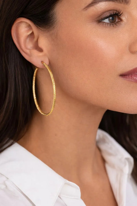 Hengxin Women's Gold Shiny Hoop Earrings | Hengxin In Lebanon