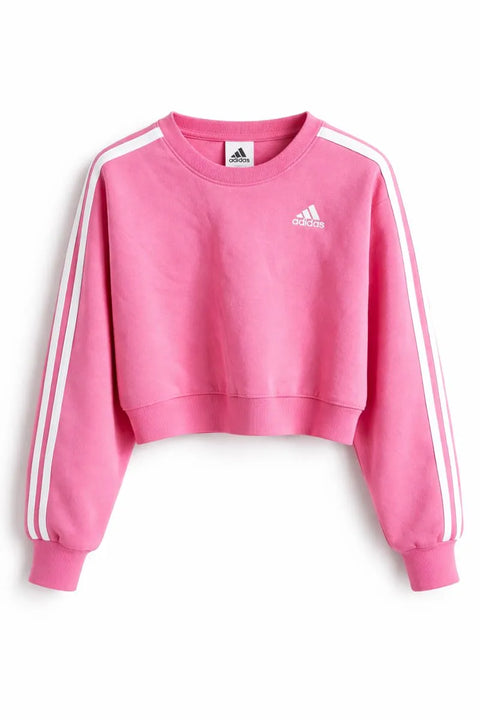 Adidas Girl's Pink Essentials 3-Strips Half Neck Fleece Sweatshirt | Adidas In Lebanon