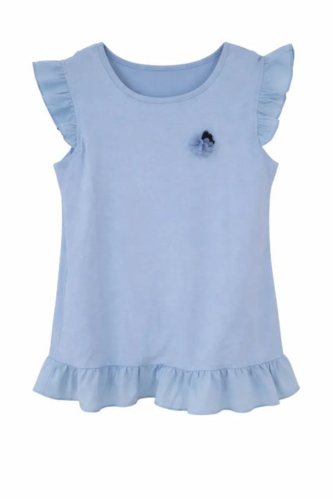 Ativo Girl's Blue Raffle Sleeveless Blouse | Ativo In Lebanon