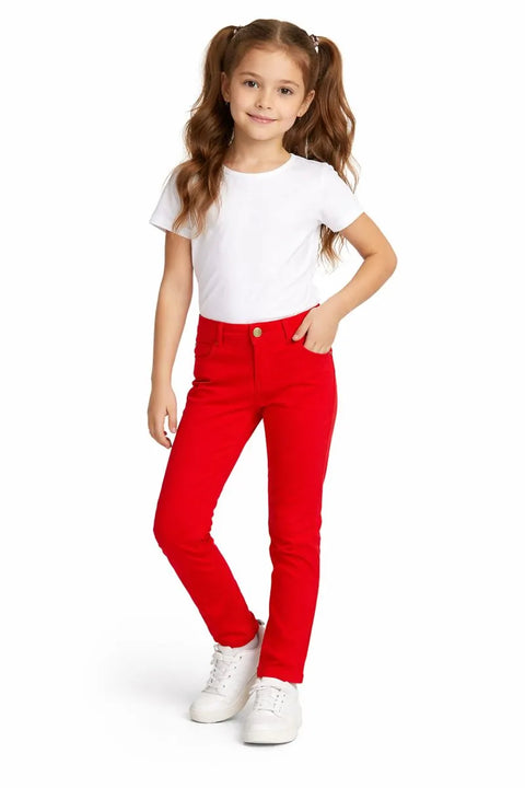 Bassik Girl's Red Original Slim Fit Jeans | Bassik In Lebanon