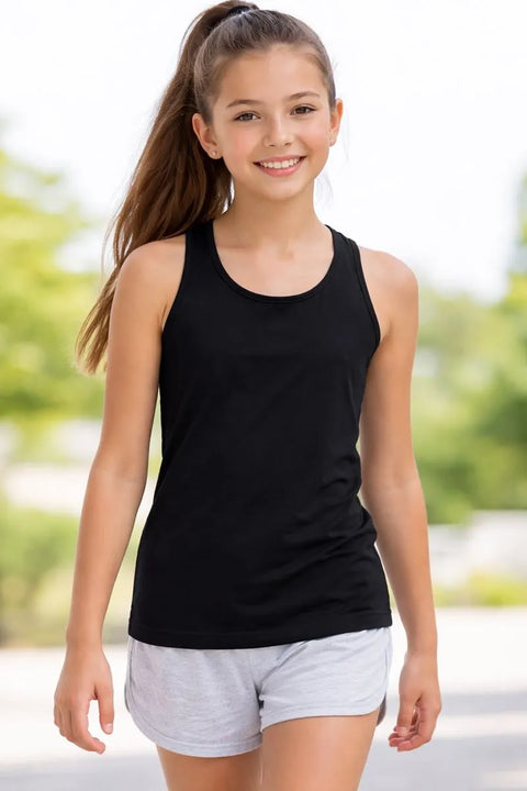 Ativo Girl's Black Solid Tank Top | Ativo In Lebanon