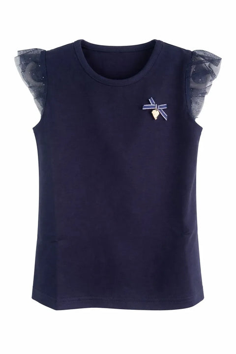 Ativo Girl's Navy Raffle Sleeveless Blouse | Ativo In Lebanon