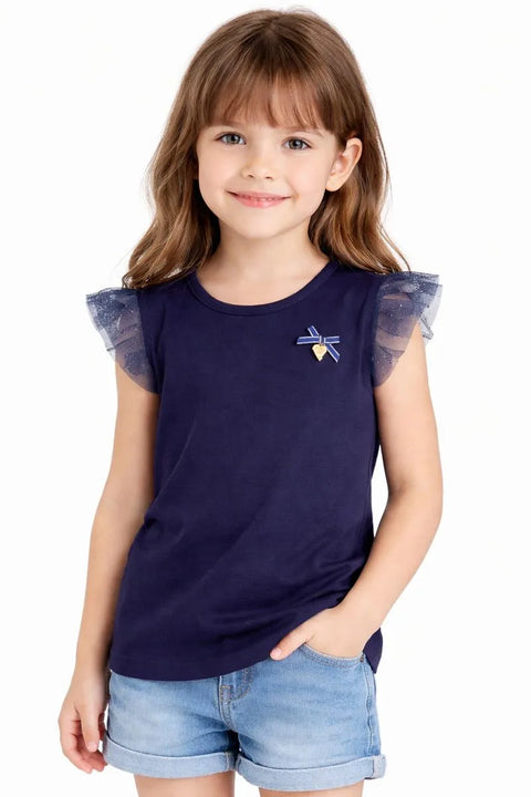 Ativo Girl's Navy Raffle Sleeveless Blouse | Ativo In Lebanon
