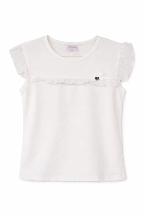 Ativo Girl's White Raffle Sleeveless Blouse | Ativo In Lebanon