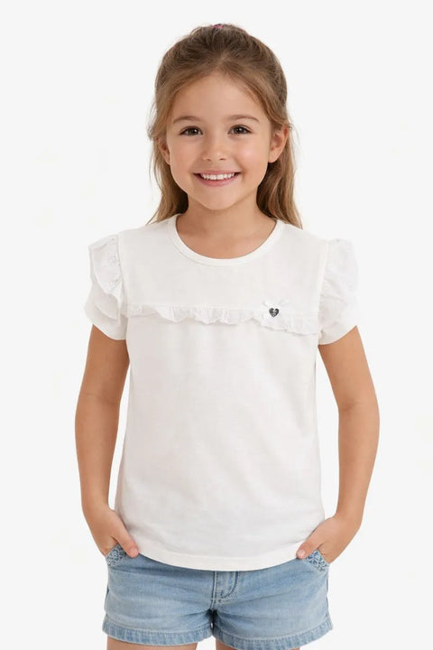 Ativo Girl's White Raffle Sleeveless Blouse | Ativo In Lebanon