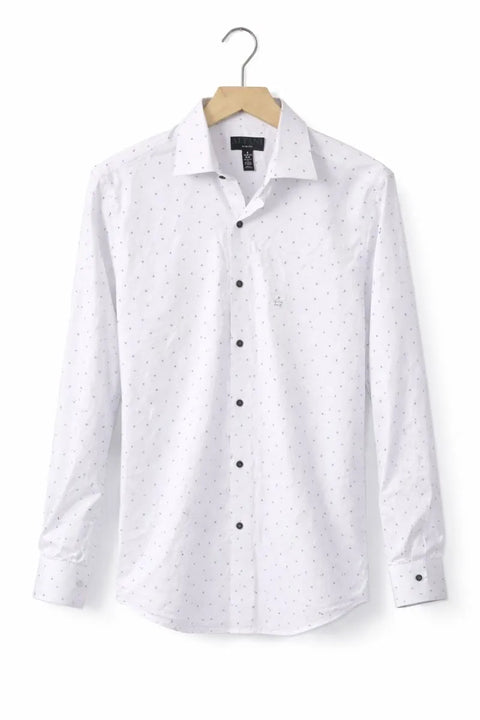 Alfani Men's White & Blue Geometric-Print Dress Shirt | Alfani In Lebanon