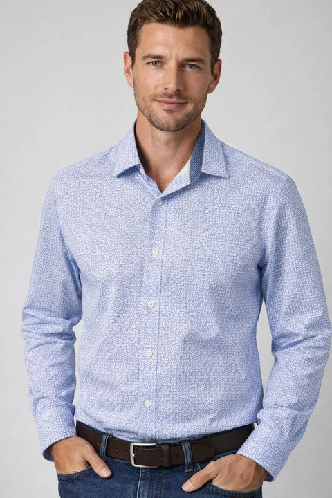 Nick Graham Men's Light Blue Slim Fit Stretch Performance Dress Shirt | Nick Graham In Lebanon