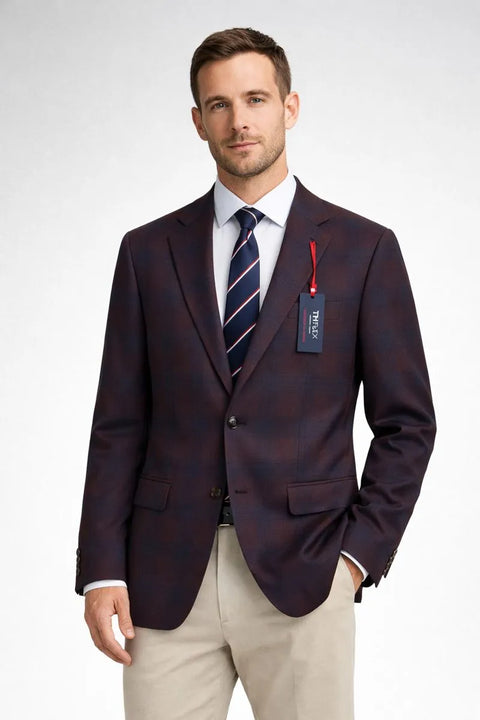 Tommy Hilfiger Men's Burgundy & Navy Modern-Fit Check Blazer |Tommy Hilfiger In Lebanon