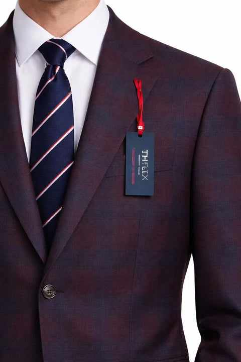 Tommy Hilfiger Men's Burgundy & Navy Modern-Fit Check Blazer |Tommy Hilfiger In Lebanon