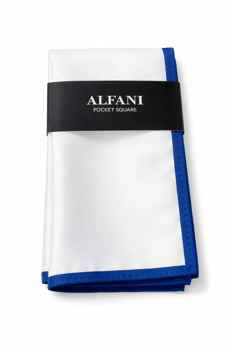 Alfani Men's White & Dark Blue Solid Pocket Square | Alfani In Lebanon