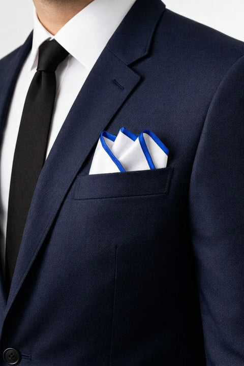 Alfani Men's White & Dark Blue Solid Pocket Square | Alfani In Lebanon