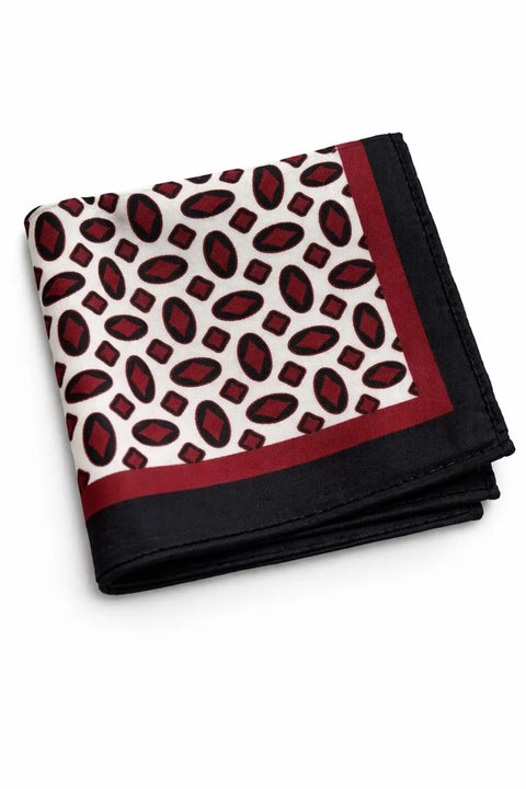 Alfani Men's Burgundy & Black Geometric-Print Pocket Square | Alfani In Lebanon