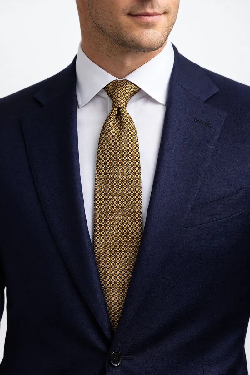 Perry Ellis Portfolio Men's Navy & Yellow Dexter Neat Tie | Perry Ellis Portfolio In Lebanon
