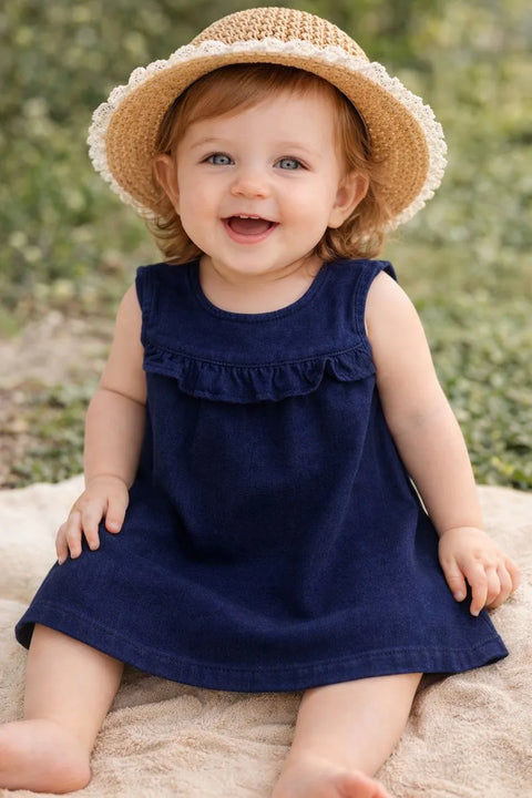 Mile The Label Baby Girls Navy Blue Dress | Mile The Label