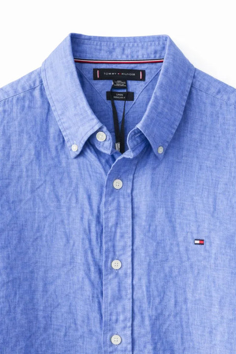 Tommy Hilfiger Men's Blue Linen Dress Shirt | Tommy Hilfiger In Lebanon