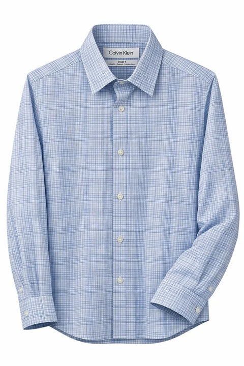 Calvin Klein Men's White & Blue Steel+ Slim-Fit Stretch Dress Shirt | Calvin Klein In Lebanon