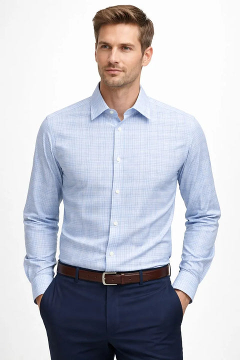 Calvin Klein Men's White & Blue Steel+ Slim-Fit Stretch Dress Shirt | Calvin Klein In Lebanon
