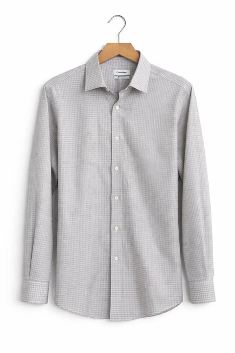 Calvin Klein Men's Grey & White Regular-Fit Stretch Dress Shirt | Calvin Klein In Lebanon
