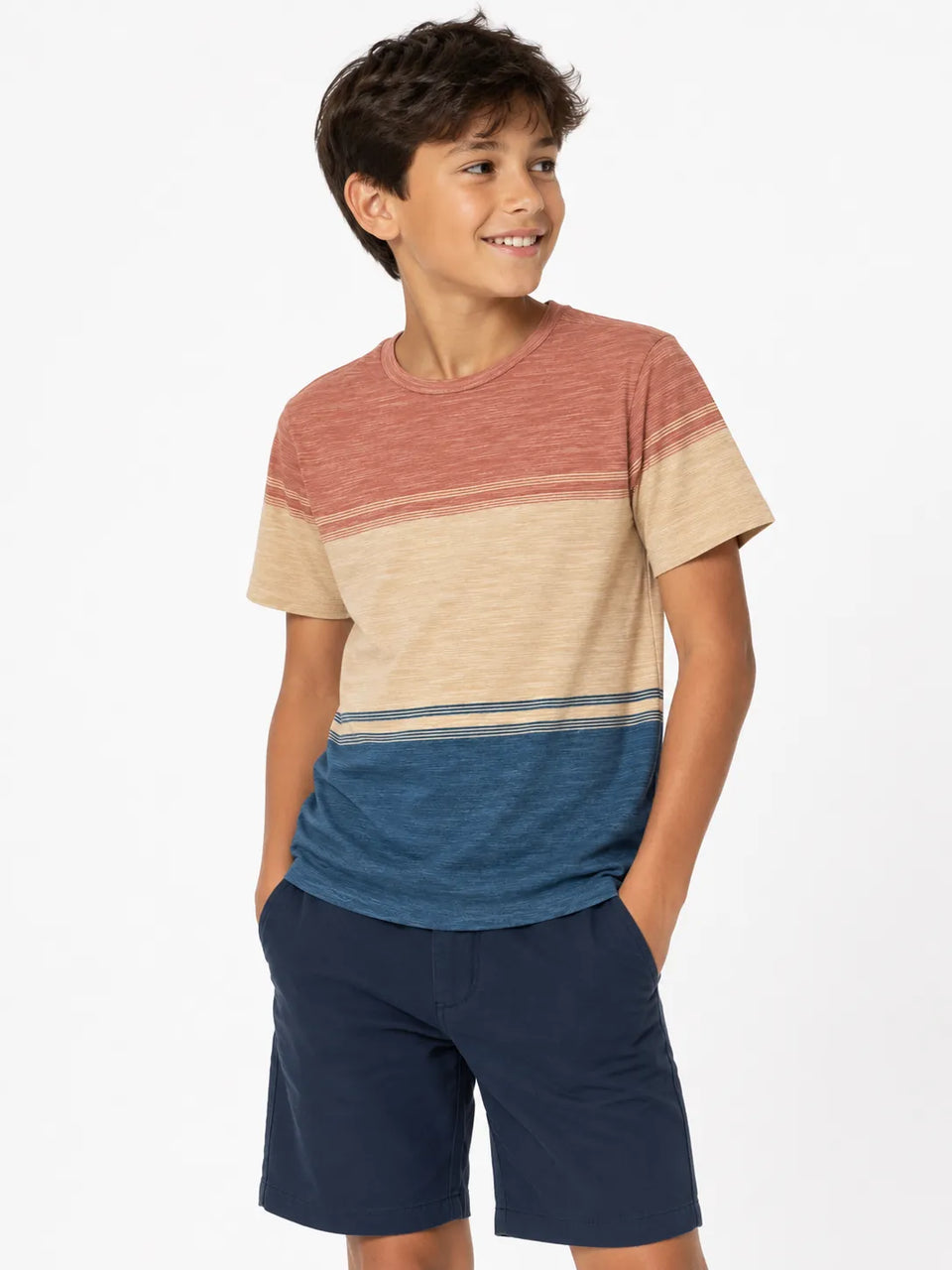 Univibe Boy's Multicolor Three Tone Striped T-Shirt| Univibe in Lebanon