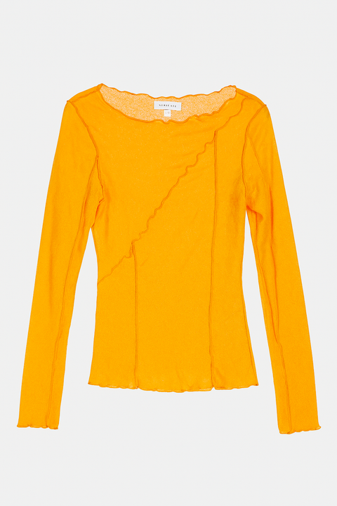 Topshop Women's Orange Long-Sleeve Blouse ANF3026