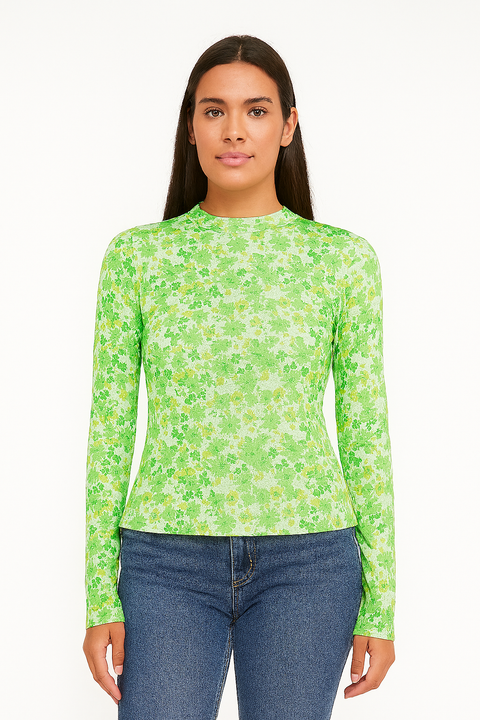 Asos Design Women's Green Long-Sleeve Blouse ANF3019