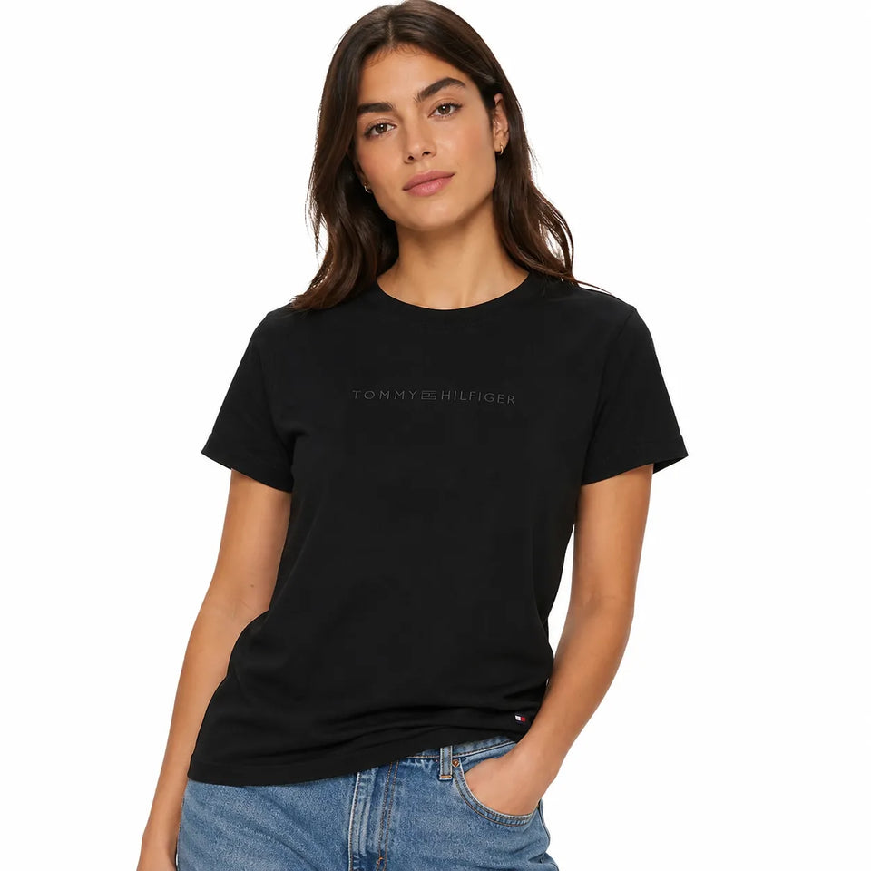 Tommy Hilfiger Women’sBlack Logo Crew Neck T-Shirt | Tommy Hilfiger In Lebanon