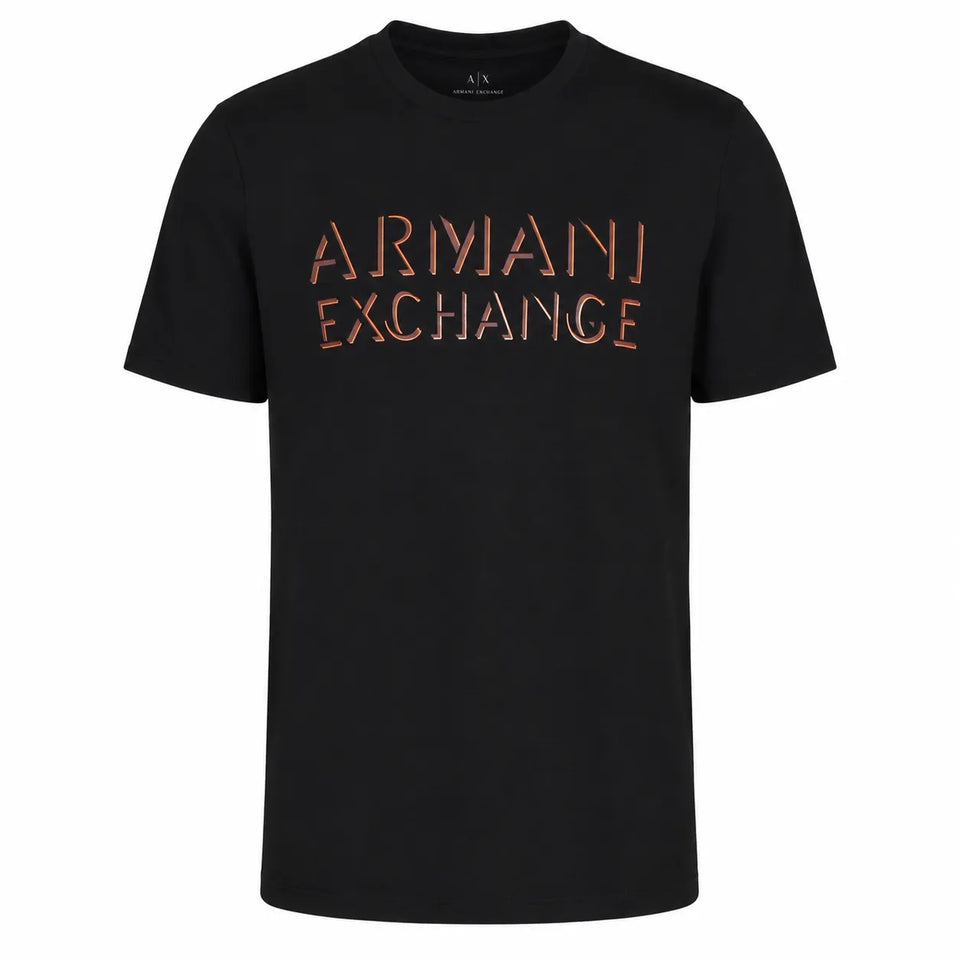 Armani Exchange Men's Black Regular Fit Logo Printed T-shirt | Armani Exchange In Lebanon