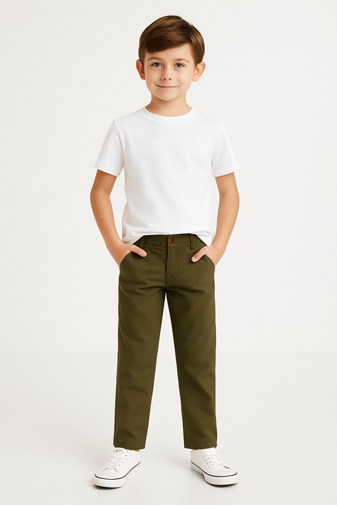 Mango Boy's Khaki Green 4 Pockets Pant |Mango In Lebanon