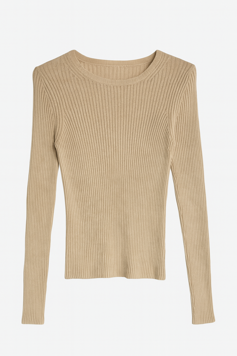 Mango Women's Beige Crew Neck Long Sleeve Blouse |Mango In Lebanon