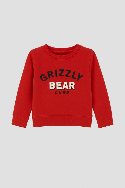Mango Boy's Red "Grizzly Bear" Long-Sleeve Blouse |Mango In Lebanon