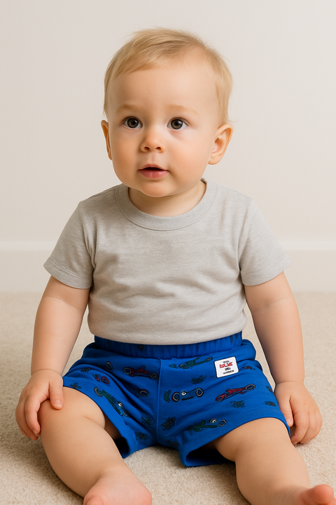 Mango Baby Boy's Blue Car Printed Short |Mango In Lebanon