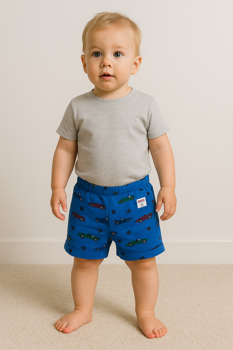 Mango Baby Boy's Blue Car Printed Short |Mango In Lebanon