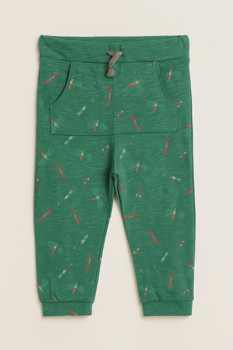 Mango Baby Boy's Green Printed Sweatpant |Mango In Lebanon