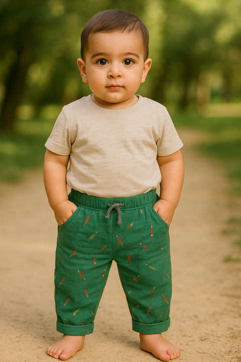 Mango Baby Boy's Green Printed Sweatpant |Mango In Lebanon