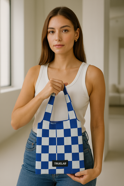 Only Women's White & Blue Knitted Tote Bag |Only In Lebanon
