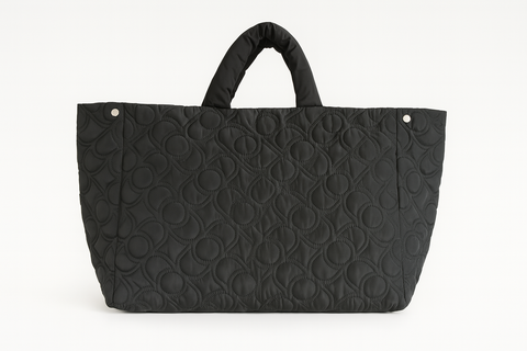 Trussardi Women's Black Nylon Quilted Monogram ToteBag |Trussardi In Lebanon