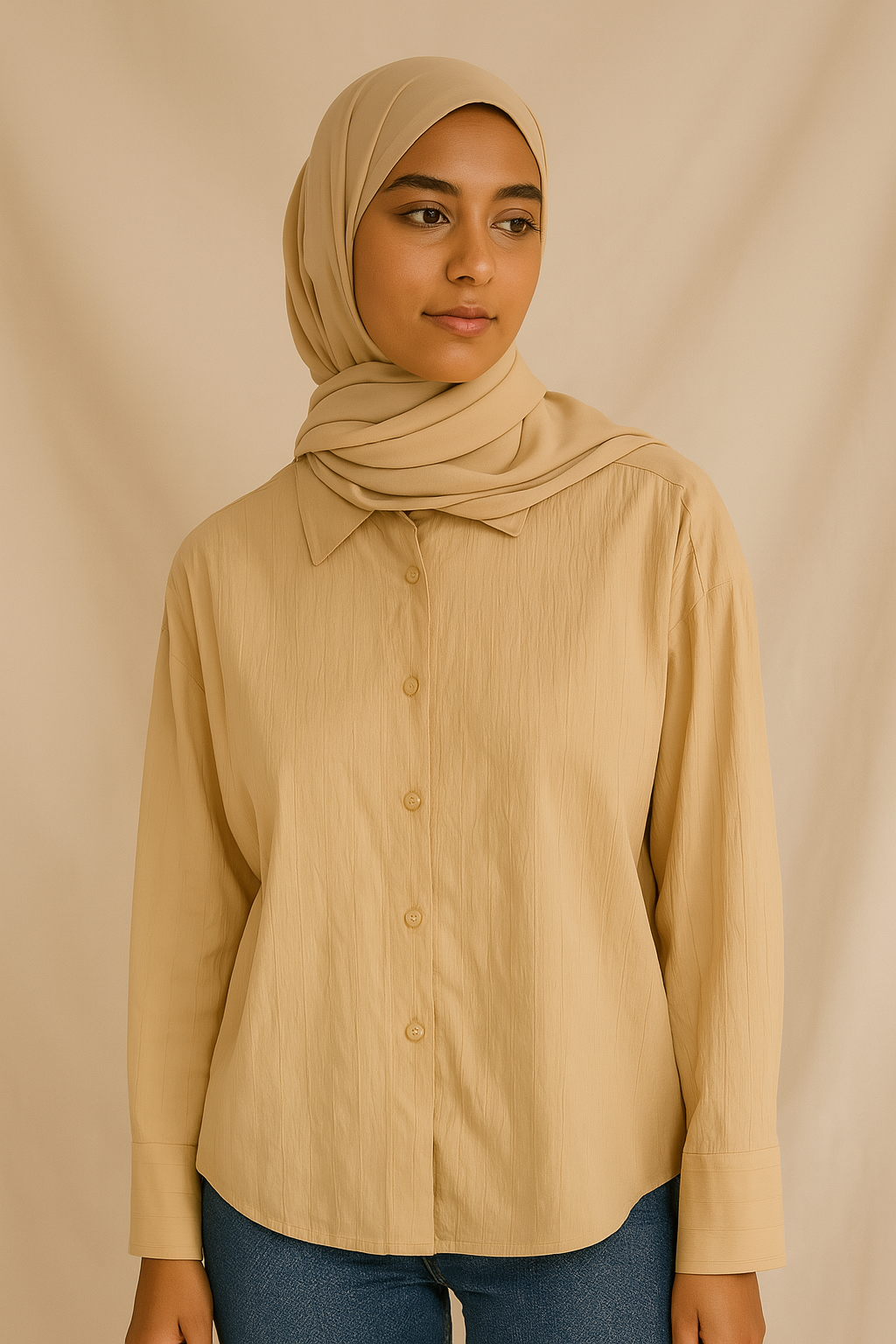 Big Dart Women's Beige Striped Long Sleeve Shirt |Big Dart In Lebanon