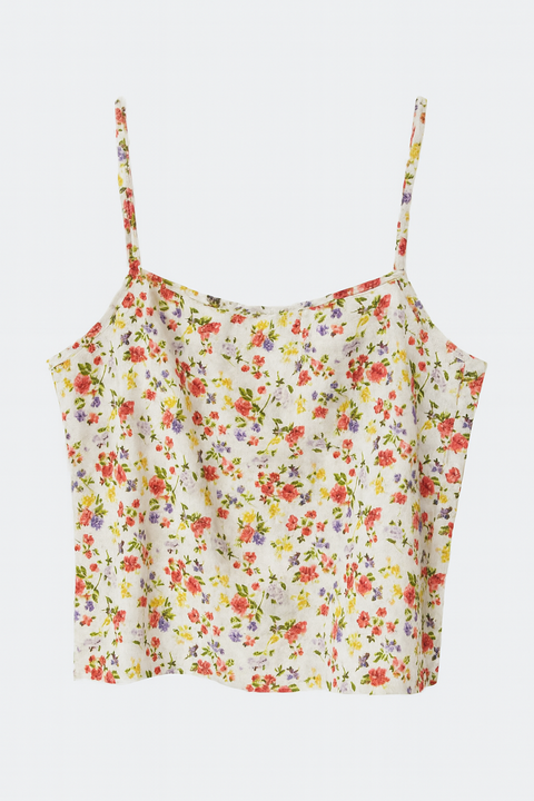 Forever 21 Women's Vanilla-Multi Floral Printed Sleeveless Blouse  |Forever 21 In Lebanon