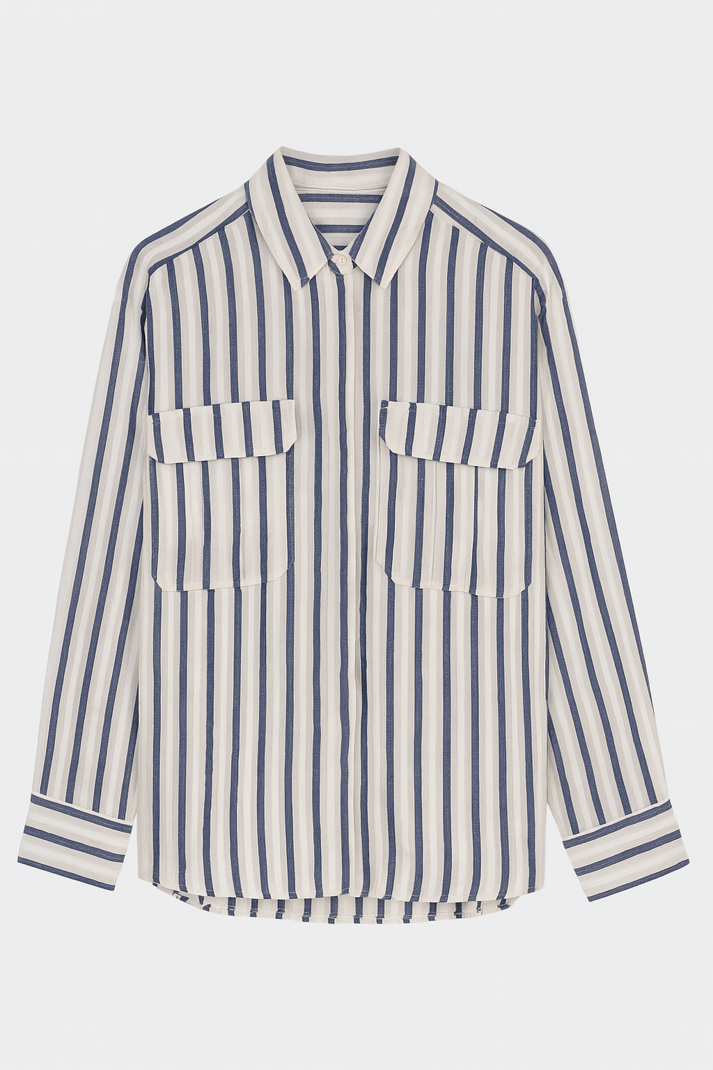 Forever 21 Women's Blue & White Striped Shirt With Pocket |Forever 21 In Lebanon