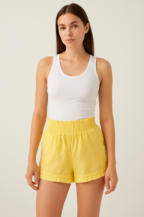 Forever 21 Women's Yellow Ruffled Short  |Forever 21 In Lebanon