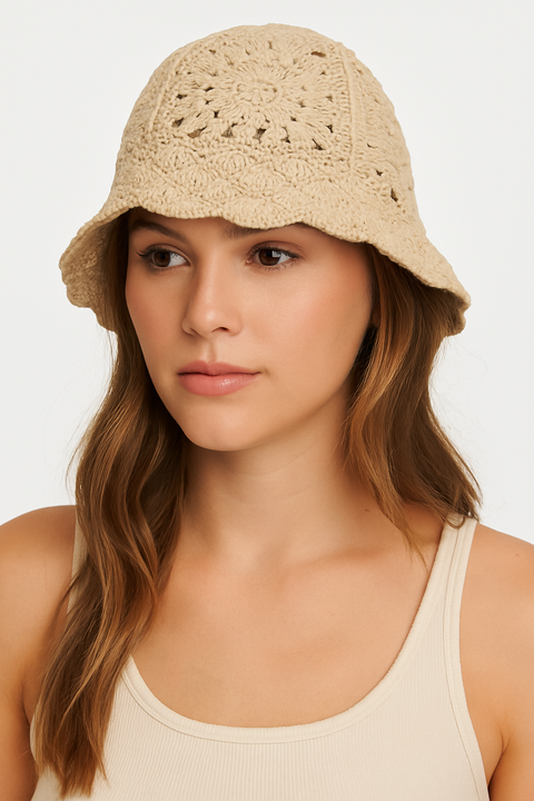 Forever21 Women's Beige Checker Knit Bucket Hat | Forever21 In Lebanon